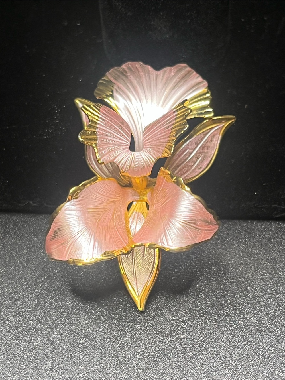 Vintage 1982 Cerrito Pink Orchid Iris Brooch